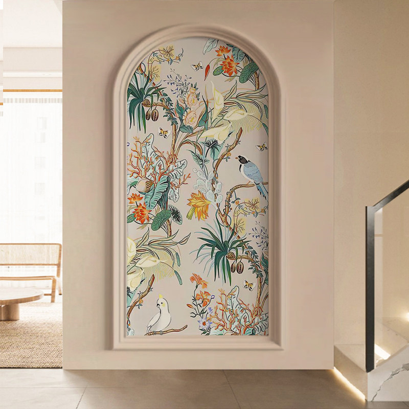 Tablou în stil nou chinezesc cu flori și păsări pentru living și intrare, decor de perete pentru coridor arcuit