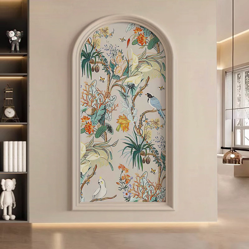 Tablou în stil nou chinezesc cu flori și păsări pentru living și intrare, decor de perete pentru coridor arcuit