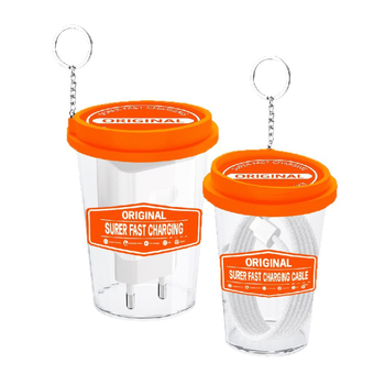 Cutie de cristal pentru ambalare electronice 3C: cablu de date, căști cu fir, cârlig pentru căști, ceașcă de ceai cu lapte, eprubă și încărcător cu trei pini