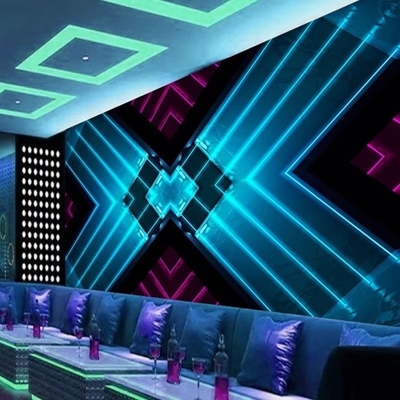 Tapet de perete 3D luminos pentru sălile KTV – decor SF pentru hotel de esports și mural Internet cafe