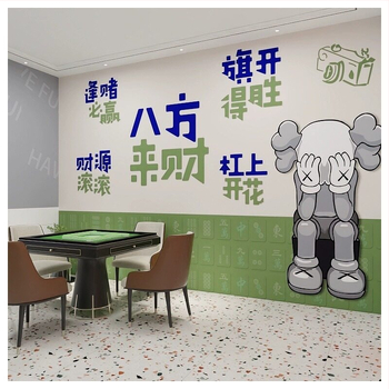 Tapet din țesătură nețesută cu designuri personalizate, imprimeuri mari de fundal pentru sălile de mahjong, restaurante de barbecue și hot pot și magazine de ceai cu lapte