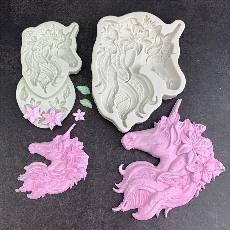 Formă din silicon în formă de unicorn-pegaz pentru fondant și ciocolată; decor pentru prăjituri și proiecte DIY cu rășină