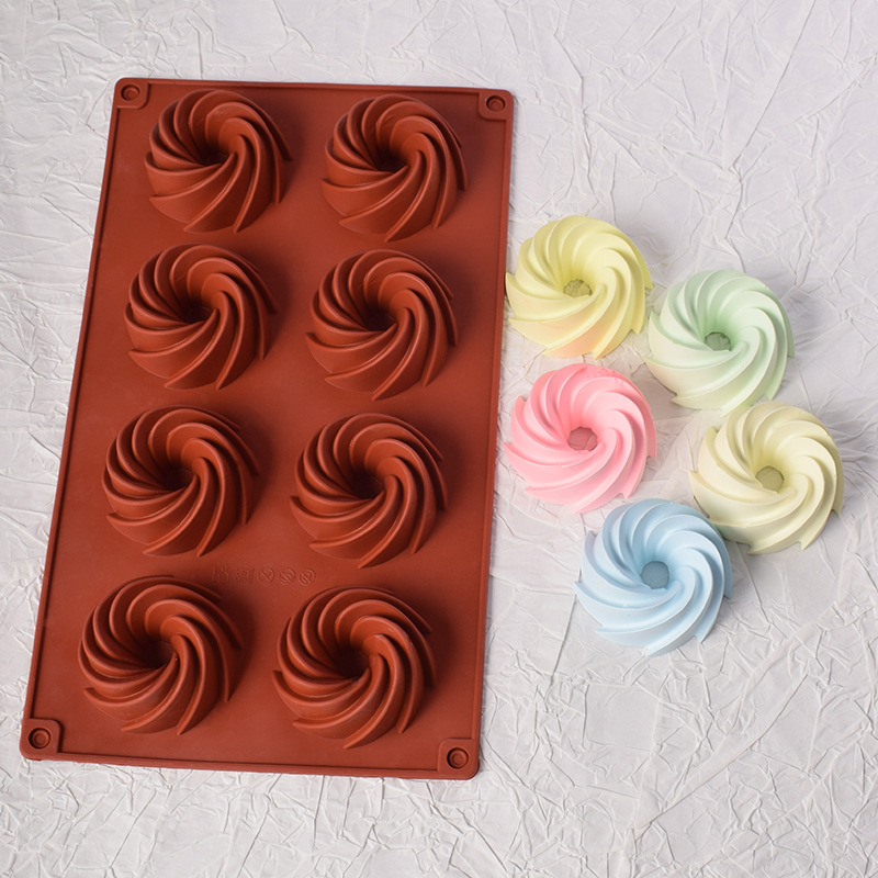 Mini spirálos fánk szilikon forma, vajtészta süteményekhez és tortadíszítéshez csokoládé fondant