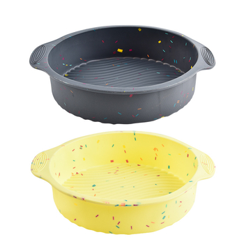 Formă rotundă din silicon pentru prăjit cu mâneri, ustensile de bucătărie, design cu puncte colorate