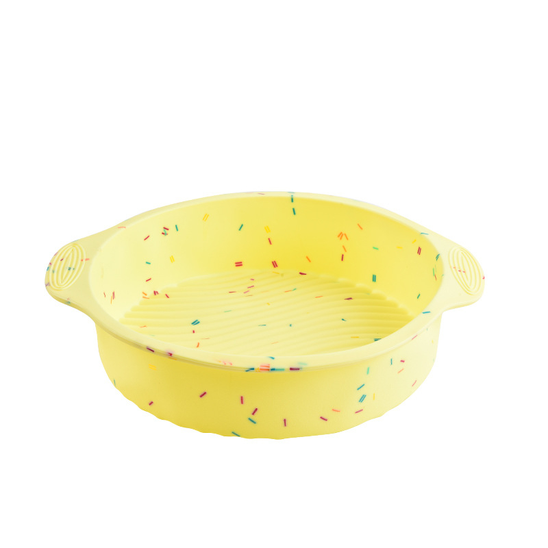 Formă rotundă din silicon pentru prăjit cu mâneri, ustensile de bucătărie, design cu puncte colorate