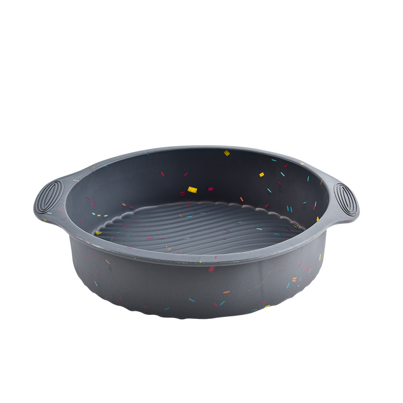 Formă rotundă din silicon pentru prăjit cu mâneri, ustensile de bucătărie, design cu puncte colorate
