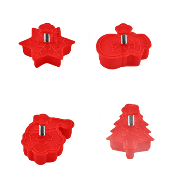 Tăietor de biscuiți din plastic 3D pentru Crăciun, cu mâner arcuit și presare, instrument DIY pentru bucătărie
