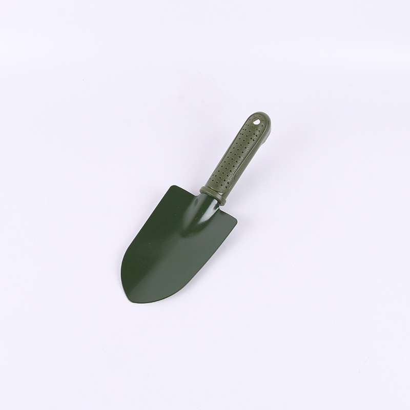 Set de trei unelte de grădină în verde militar pentru plantarea florilor acasă și îndepărtarea buruienilor