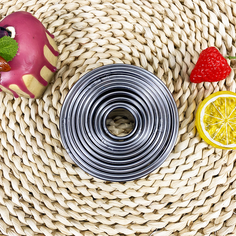 Set de forme circulare din oțel inoxidabil pentru coacere, torturi și mousse, 11 piese, unelte de tăiere circulare pentru foi de gyoza și biscuiți