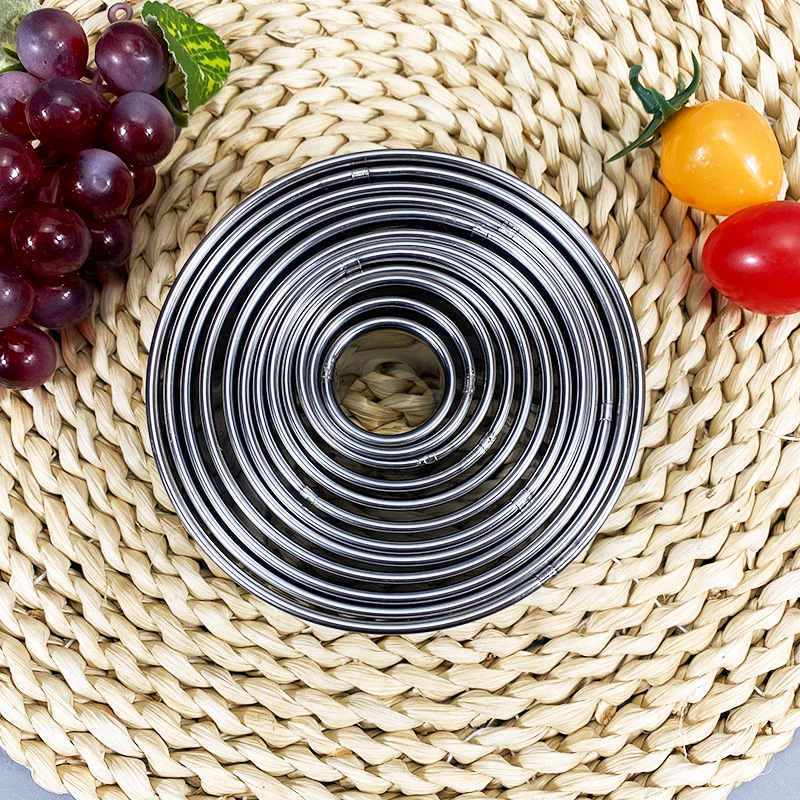 Set de forme circulare din oțel inoxidabil pentru coacere, torturi și mousse, 11 piese, unelte de tăiere circulare pentru foi de gyoza și biscuiți