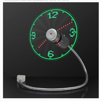 Ventilator USB mini cu afișaj de timp intermitent, stil ceas, design creativ