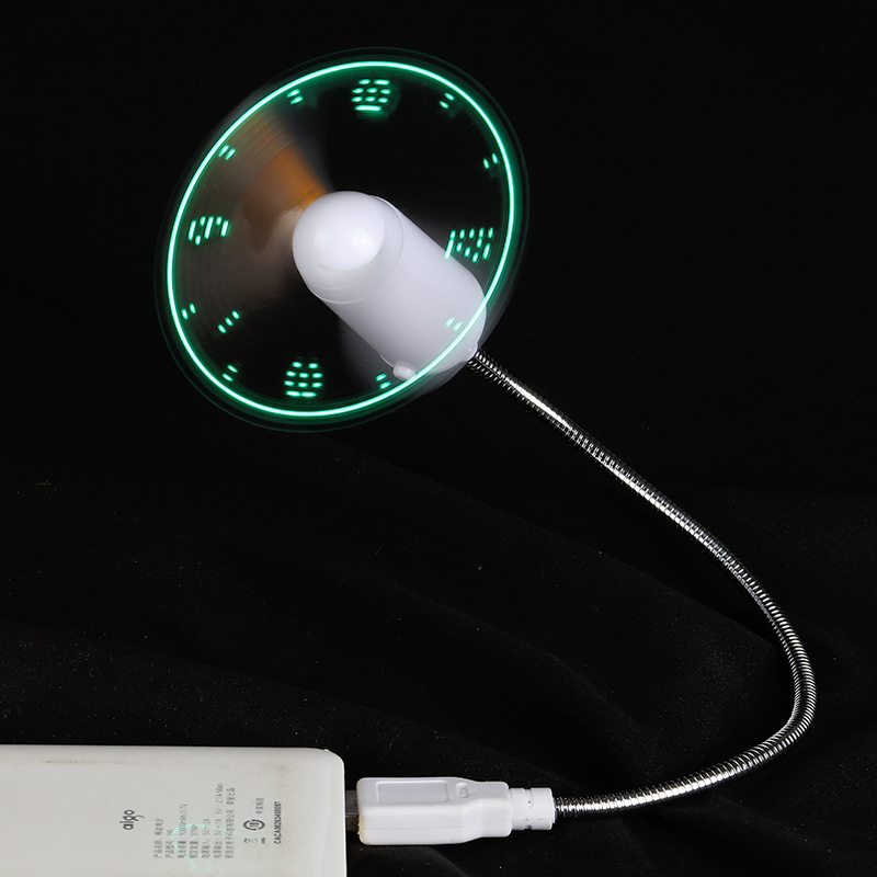 Ventilator USB mini cu afișaj de timp intermitent, stil ceas, design creativ