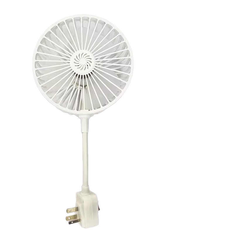 Ventilator mic de birou cu trei prize și capac de protecție, pentru bucătărie și baie.