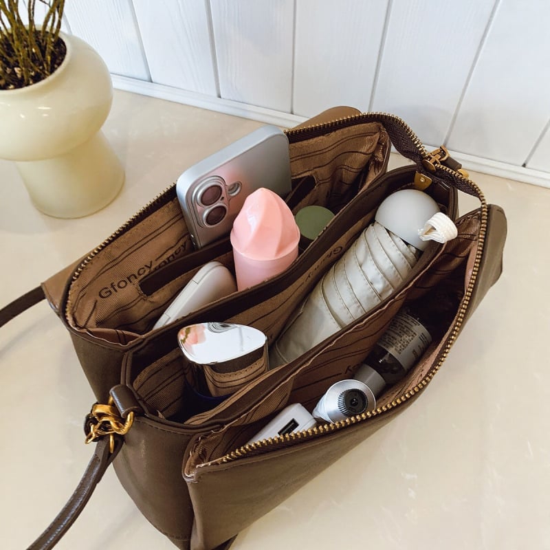 Geantă de subraț cu lanț, stil retro, capacitate mare, poșetă de umăr crossbody la modă, senzație premium, PU