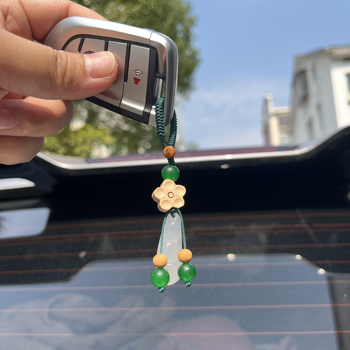 Kalcedonski privjesak za ključeve u obliku graha, ručno pleten, ukras za auto i torbu, unisex umjetnički dar