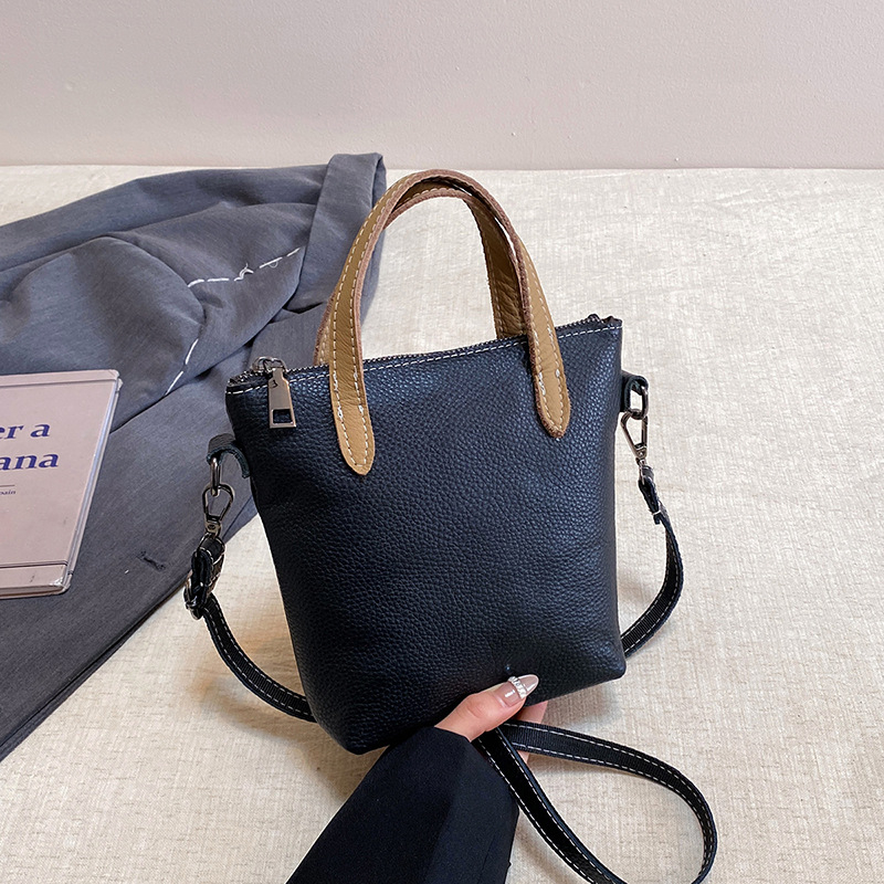 Geantă bucket din piele de vită pentru femei, mică, curea de umăr/crossbody, geantă casual zilnică