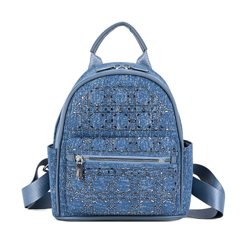 Rucsac dama din denim cu capacitate mare, stil retro, pentru călătorii casual