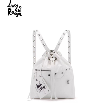Rucsac nou în stil motociclet cu ținte, Luoluoroom, negru, geantă de umăr crossbody cu șnur