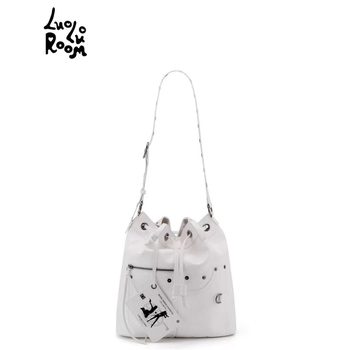 Rucsac nou în stil motociclet cu ținte, Luoluoroom, negru, geantă de umăr crossbody cu șnur