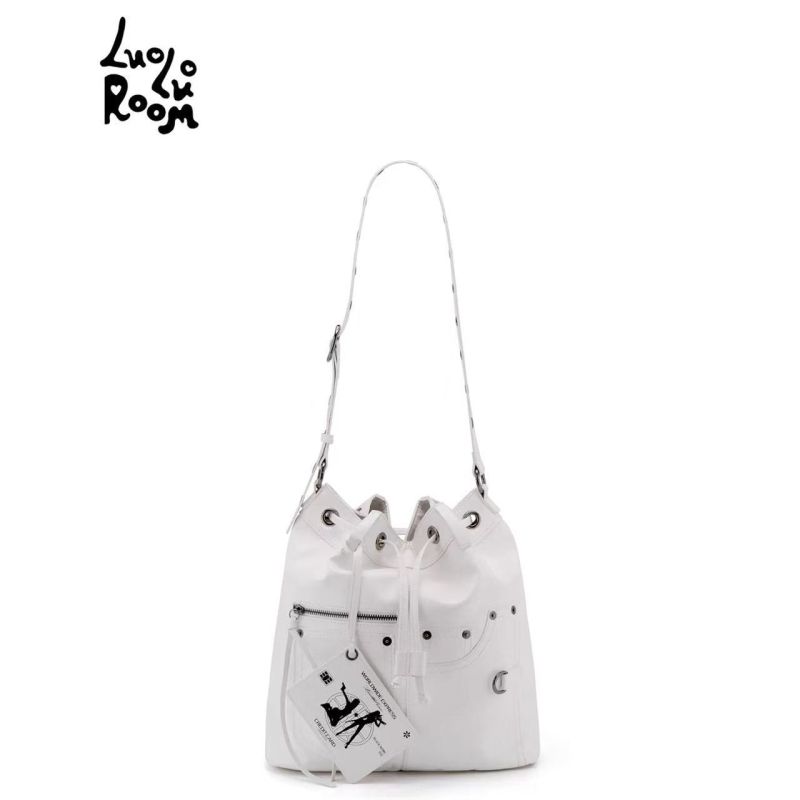 Rucsac nou în stil motociclet cu ținte, Luoluoroom, negru, geantă de umăr crossbody cu șnur