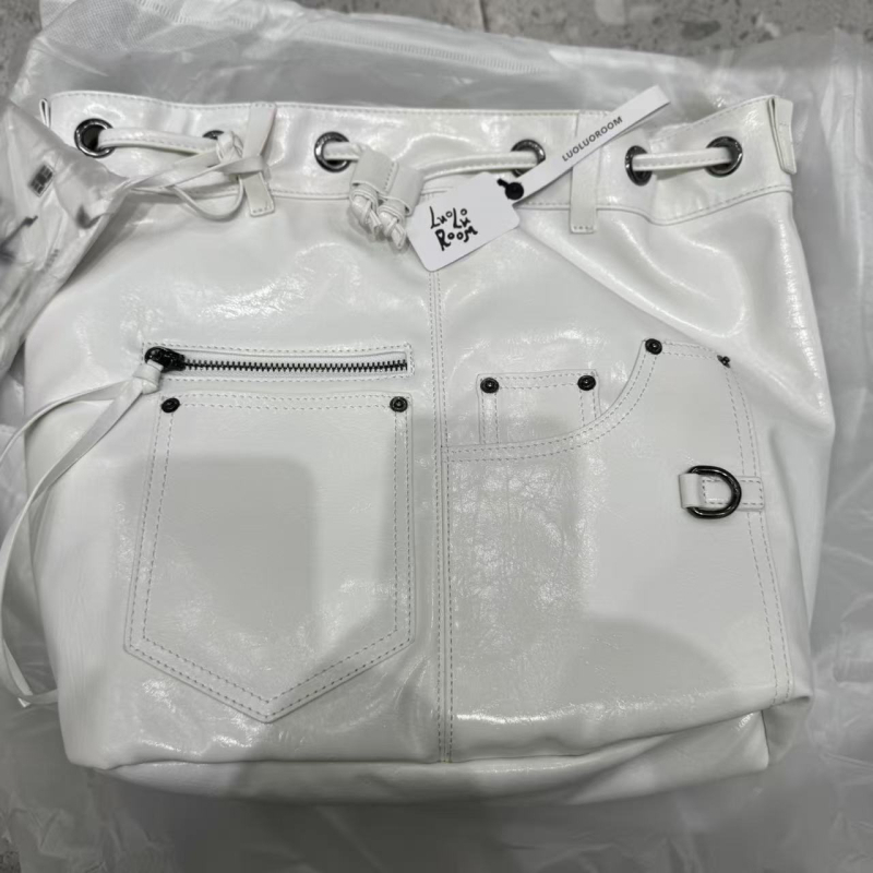 Rucsac nou în stil motociclet cu ținte, Luoluoroom, negru, geantă de umăr crossbody cu șnur