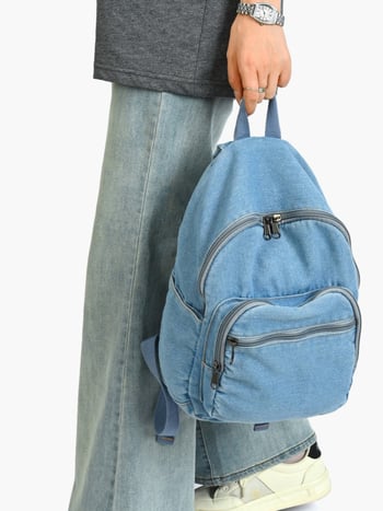 Rucsac din denim în stil coreean, inspirație Harajuku, casual și ușor pentru studenți