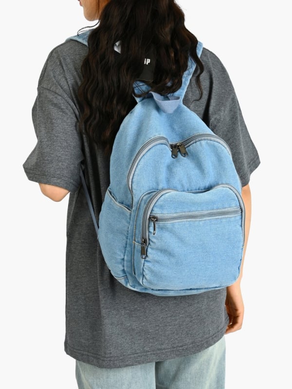 Rucsac din denim în stil coreean, inspirație Harajuku, casual și ușor pentru studenți