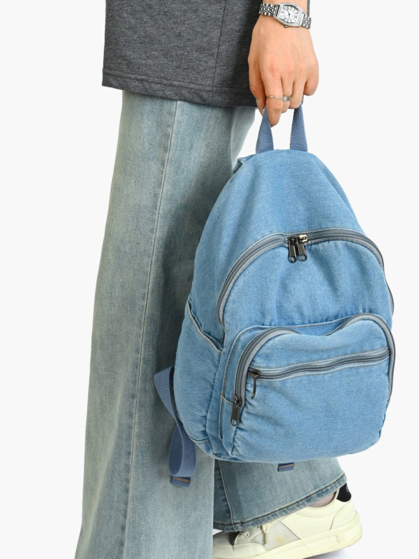 Rucsac din denim în stil coreean, inspirație Harajuku, casual și ușor pentru studenți