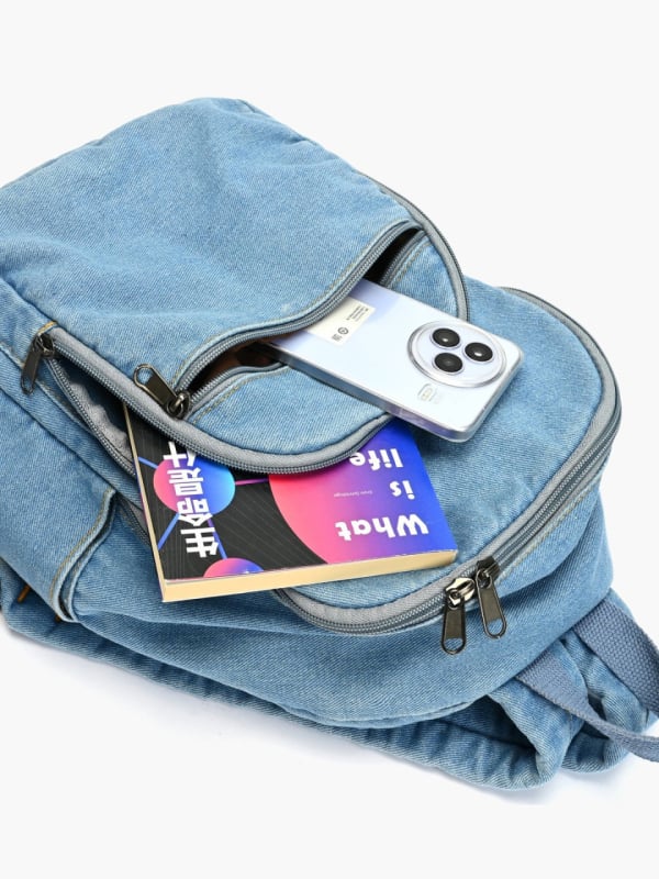 Rucsac din denim în stil coreean, inspirație Harajuku, casual și ușor pentru studenți