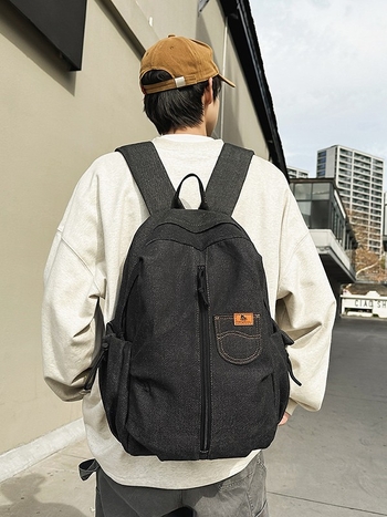 Rucsac din denim, stil retro la modă, capacitate mare pentru călătorii și școală, Harajuku inspirație