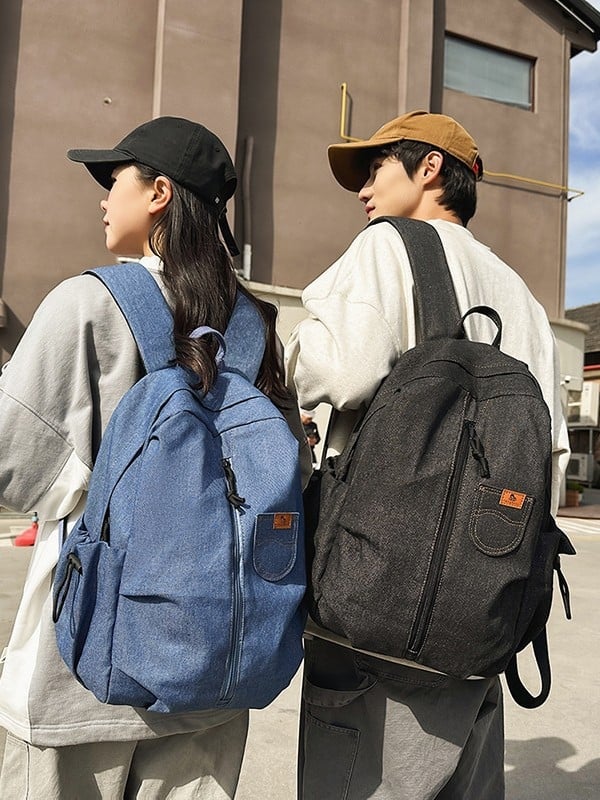 Rucsac din denim, stil retro la modă, capacitate mare pentru călătorii și școală, Harajuku inspirație