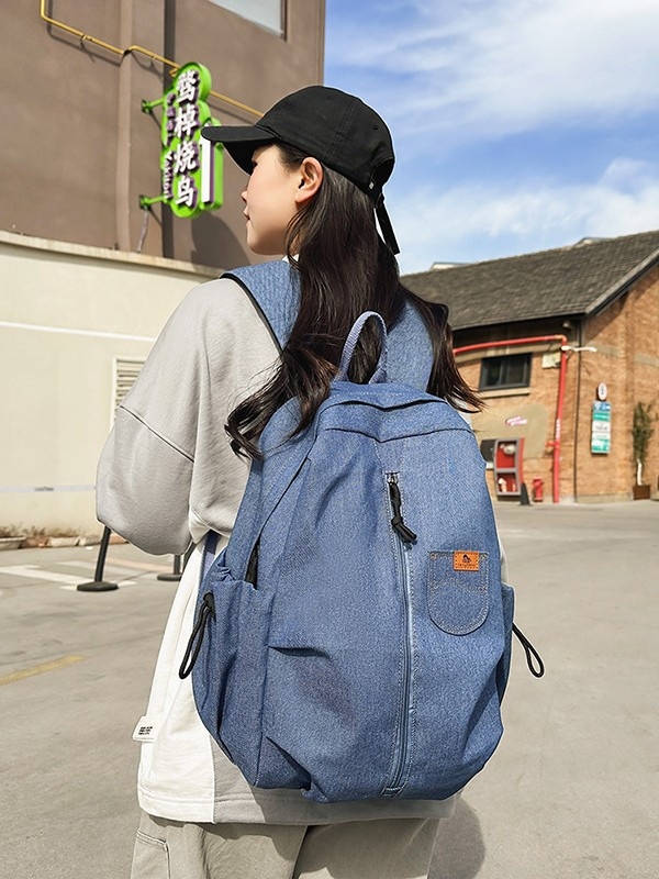 Rucsac din denim, stil retro la modă, capacitate mare pentru călătorii și școală, Harajuku inspirație