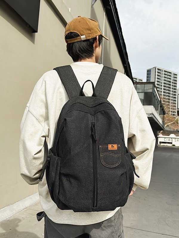 Rucsac din denim, stil retro la modă, capacitate mare pentru călătorii și școală, Harajuku inspirație