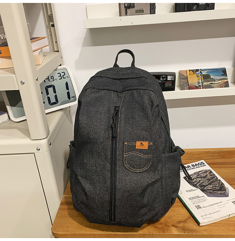 Rucsac din denim, stil retro la modă, capacitate mare pentru călătorii și școală, Harajuku inspirație