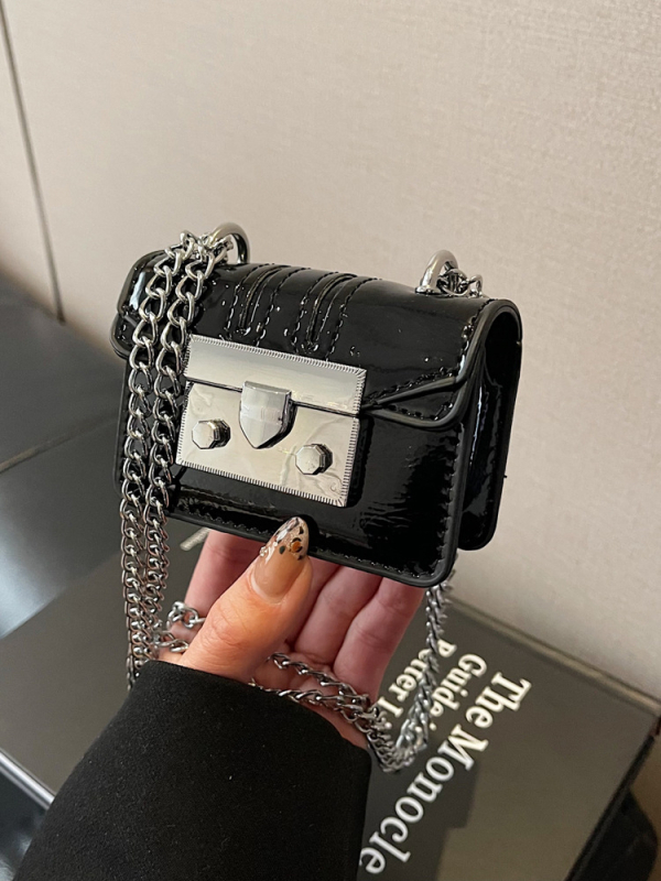 Geantă pătrată mini pentru femei, PU, curea cu lanț, crossbody, iarnă 2024