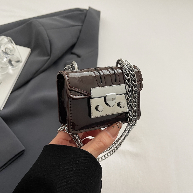 Geantă pătrată mini pentru femei, PU, curea cu lanț, crossbody, iarnă 2024