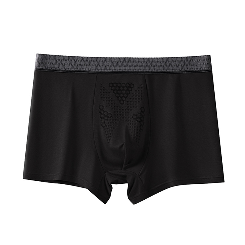 Boxeri pentru bărbați din modal, respirabili, cu textură cu celule, particule de masaj din tourmalină cu ioni negativi, model 100A, culoare oyster