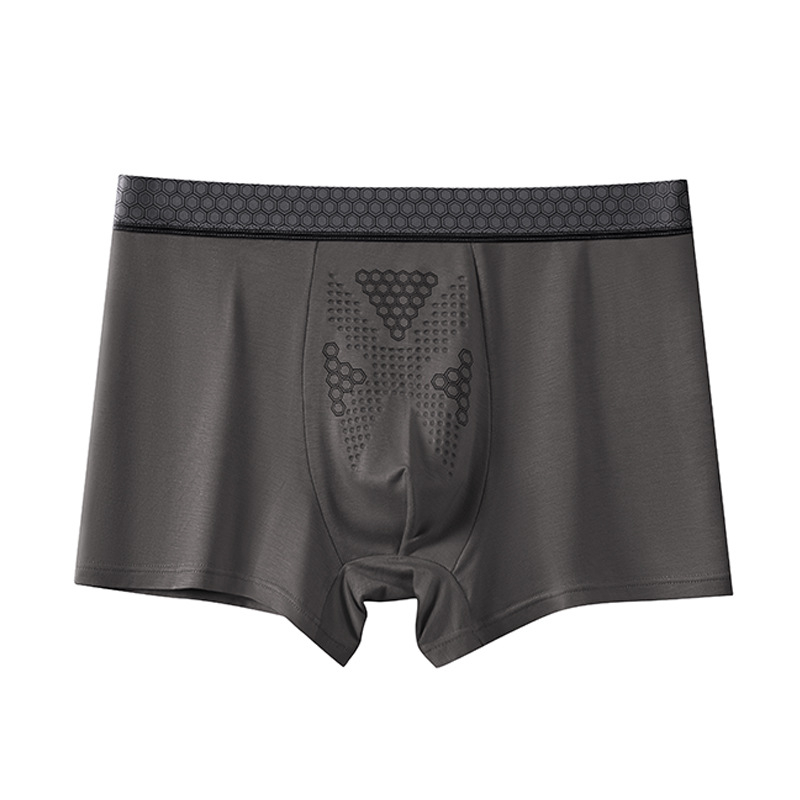 Boxeri pentru bărbați din modal, respirabili, cu textură cu celule, particule de masaj din tourmalină cu ioni negativi, model 100A, culoare oyster