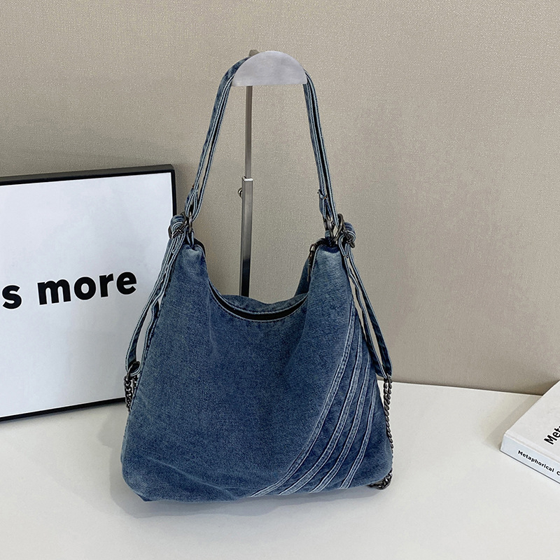 Női tote táska japán Harajuku stílusban, könnyű denim anyag, mindennapi használatra