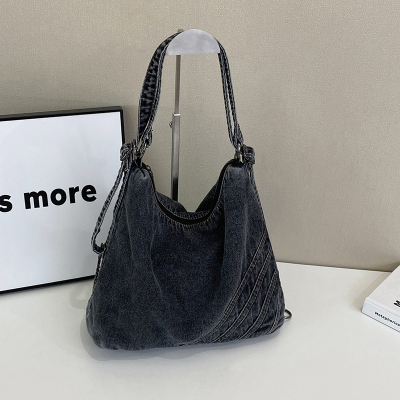 Női tote táska japán Harajuku stílusban, könnyű denim anyag, mindennapi használatra