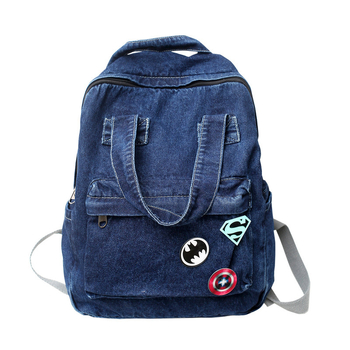 Rucsac damă din denim, în stil Harajuku japonez, cu influențe retro Hong Kong, casual pentru uz zilnic și pentru călătorii.