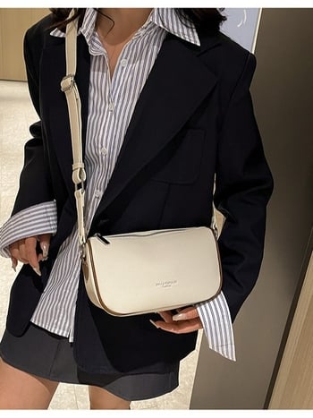 Geantă tip șa în stil coreean, simplă, culoare solidă, geantă crossbody pentru femei, capacitate mare, pentru uz zilnic