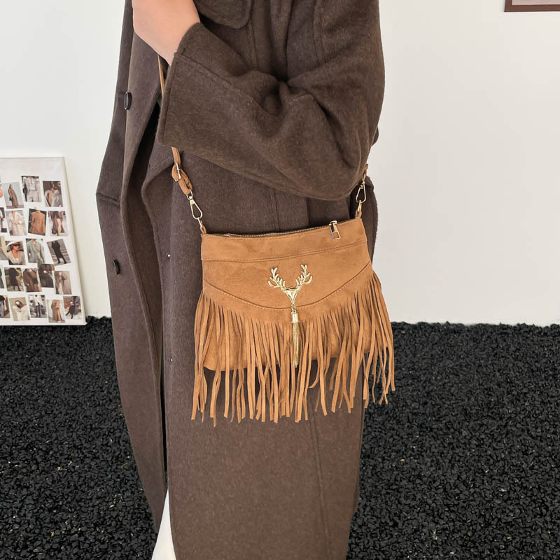 Geantă tote din velur patchwork, design șa, capacitate mare, ciucuri, pentru femei