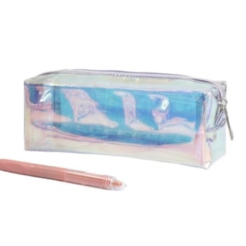 Geantă etui pentru pixuri cu laser și papetărie, PVC cu stele colorate, spațiu de depozitare impermeabil pentru machiaj și produse de igienă, capacitate mare, portabilă și multifuncțională