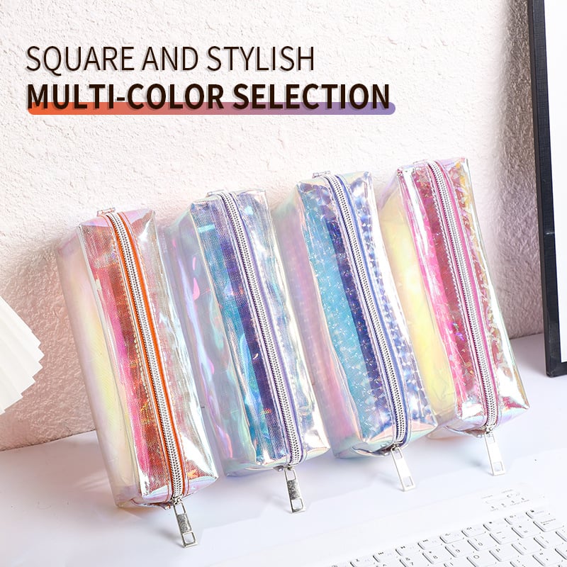 Geantă etui pentru pixuri cu laser și papetărie, PVC cu stele colorate, spațiu de depozitare impermeabil pentru machiaj și produse de igienă, capacitate mare, portabilă și multifuncțională