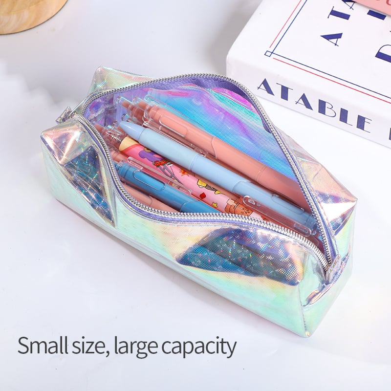 Geantă etui pentru pixuri cu laser și papetărie, PVC cu stele colorate, spațiu de depozitare impermeabil pentru machiaj și produse de igienă, capacitate mare, portabilă și multifuncțională