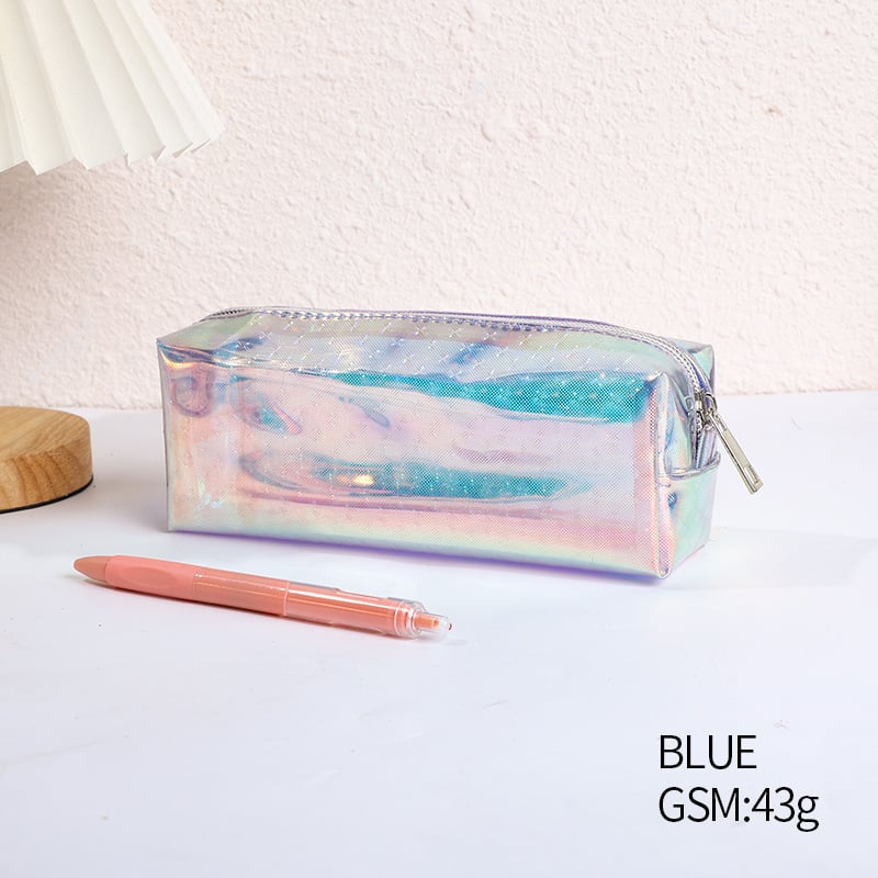Geantă etui pentru pixuri cu laser și papetărie, PVC cu stele colorate, spațiu de depozitare impermeabil pentru machiaj și produse de igienă, capacitate mare, portabilă și multifuncțională