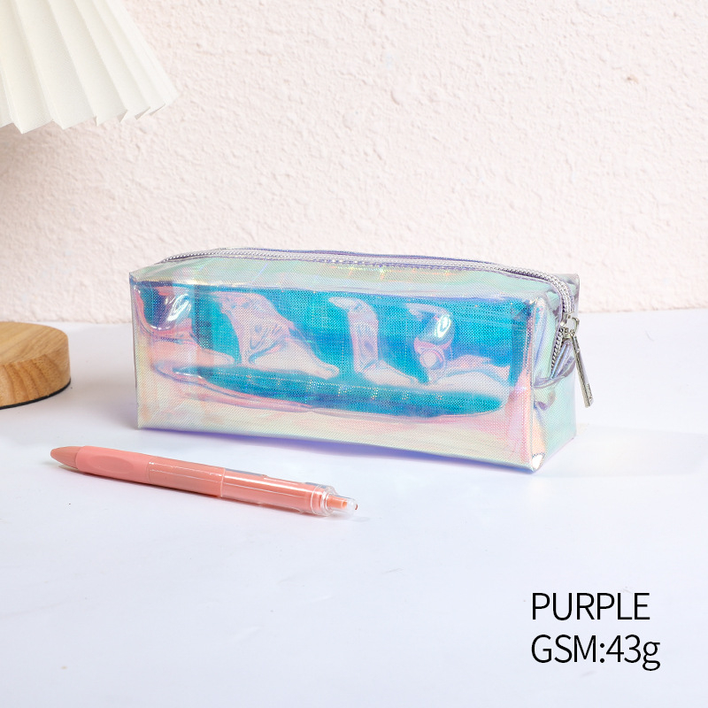 Geantă etui pentru pixuri cu laser și papetărie, PVC cu stele colorate, spațiu de depozitare impermeabil pentru machiaj și produse de igienă, capacitate mare, portabilă și multifuncțională