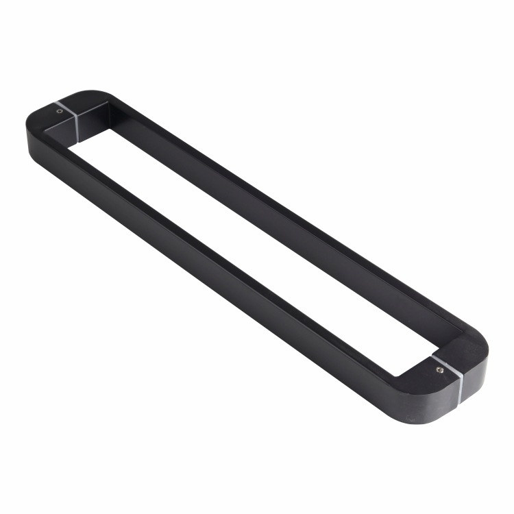Mâner din oțel inoxidabil negru, cu două curbe, pentru uși din sticlă, design minimalist, țeavă pătrată