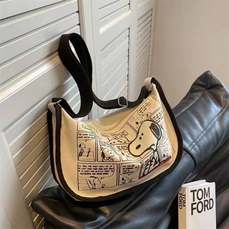 Geantă de damă din pânză, crossbody, design japonez cu desene animate, capacitate mare, geantă de umăr pentru studenți A16